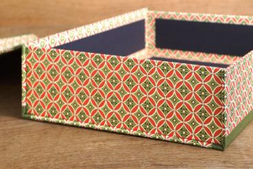 Preview: Rot grüne Aufbewahrungsbox "Sepp", handgemacht